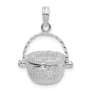 925 Sterling Silver Travel Keepsake Nantucket Basket Necklace Charm Pendant